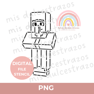 ARCHIVO DIGITAL STENCIL ALDEANO MINECRAFT ( NO ES UN ARTÍCULO FÍSICO )