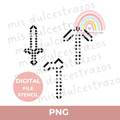 ARCHIVO DIGITAL STENCIL HERRAMIENTAS MINECRAFT ( NO ES UN ARTÍCULO FÍSICO )