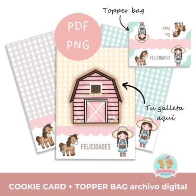 PACK IMPRIMIBLES COZY FARM - Cookie card + Topper bag