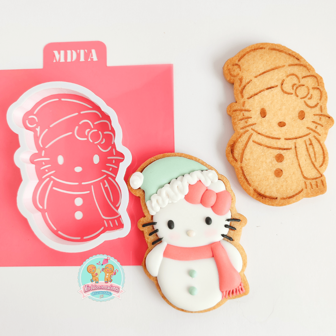 STENCIL HELLO KITTY MUÑECO DE NIEVE