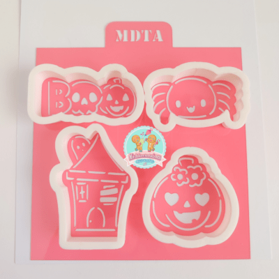 STENCIL MINIS HALLOWEEN ( CALABAZA HIPPIE, MINI MANSIÓN , ARAÑA Y BOO )