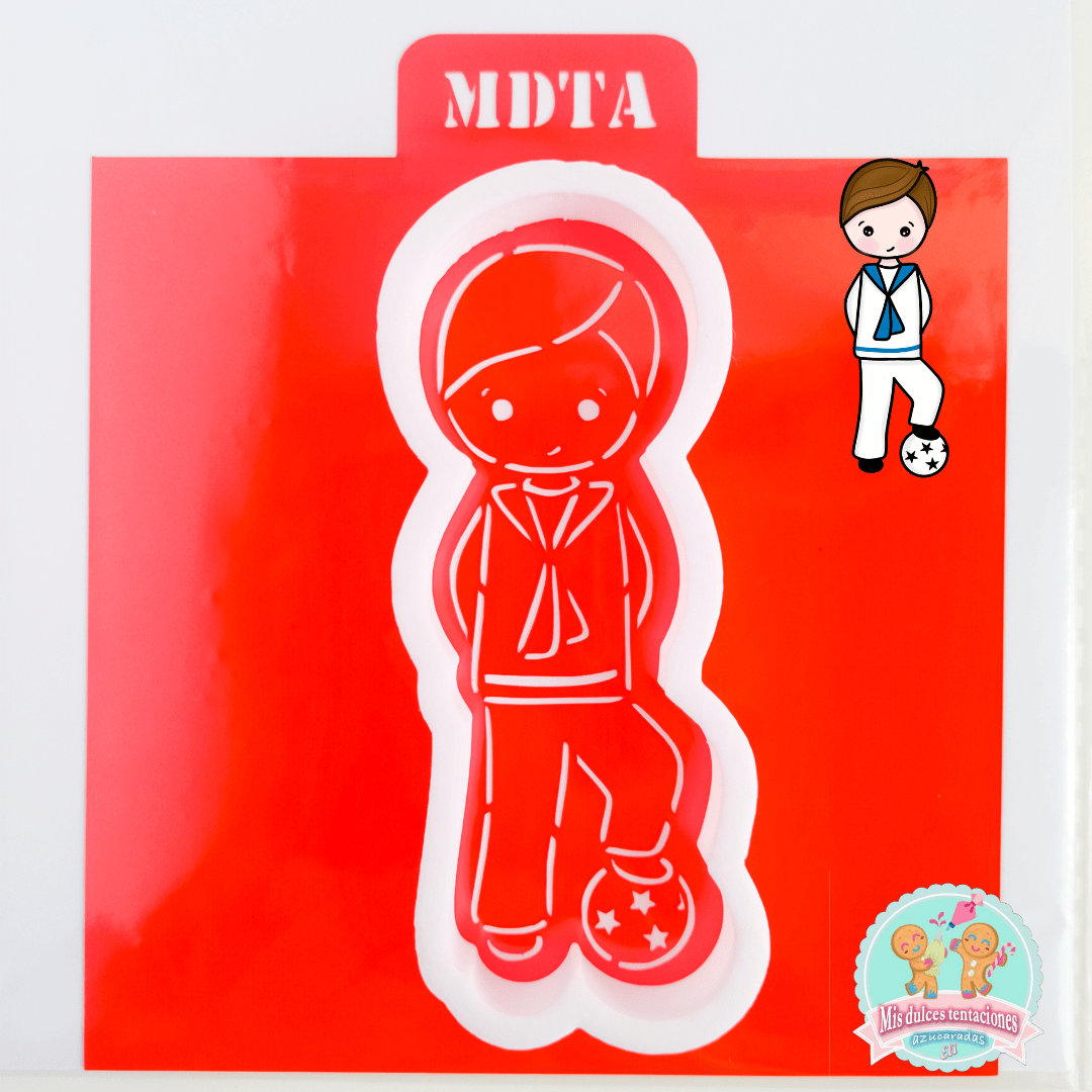 STENCIL NIÑO COMUNIÓN FUTBOLISTA