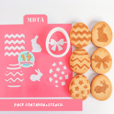PACK CORTADOR MINI 4 CM + STENCIL 6 PATRONES HUEVOS DE PASCUA