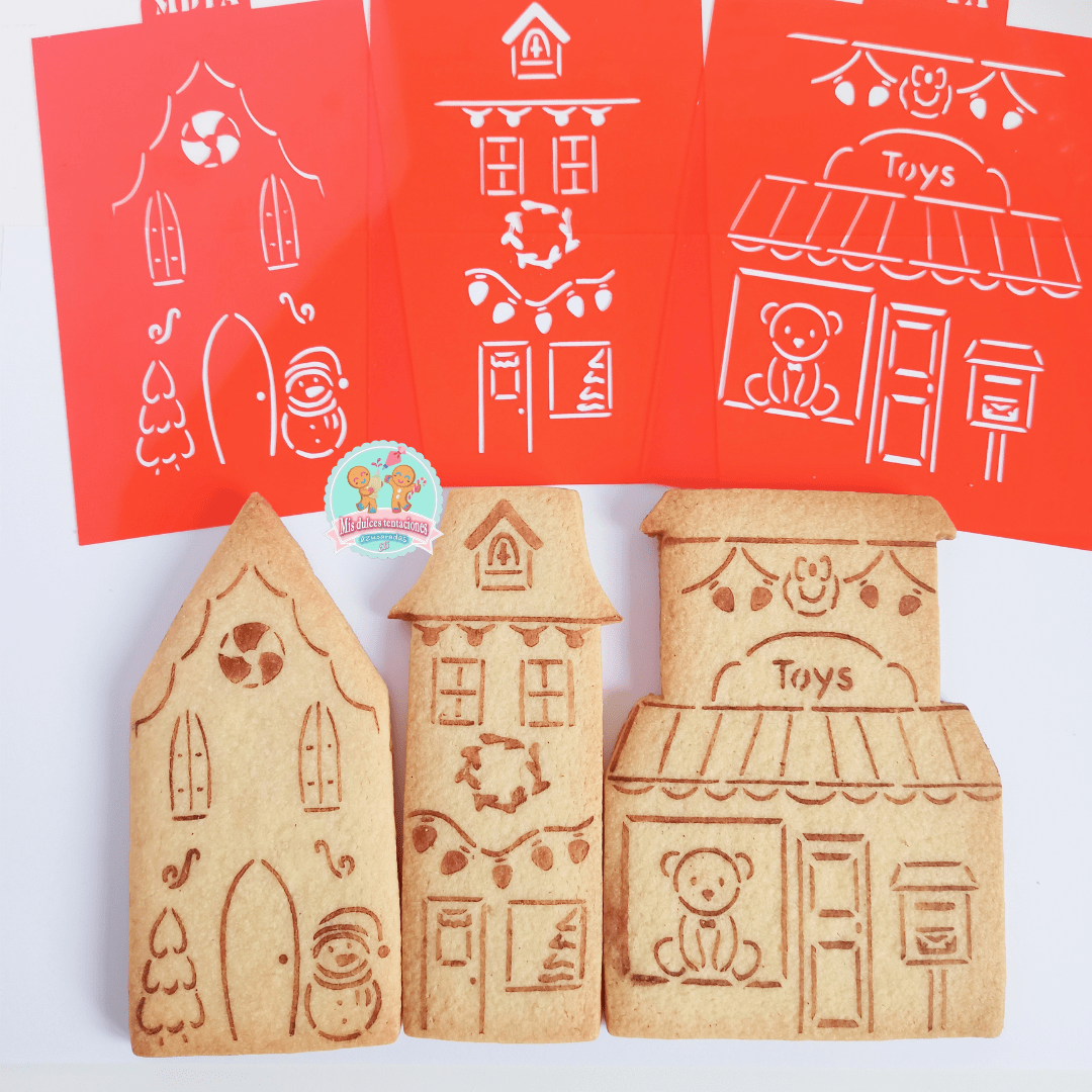 SET 3 STENCILS CASITAS NAVIDEÑAS 2023