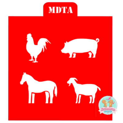 STENCIL 4 SILUETAS ANIMALES GRANJA