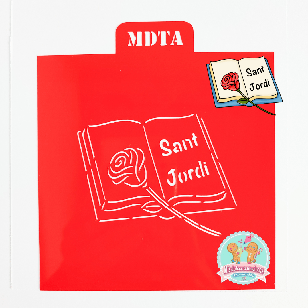 STENCIL LIBRO CON ROSA SANT JORDI