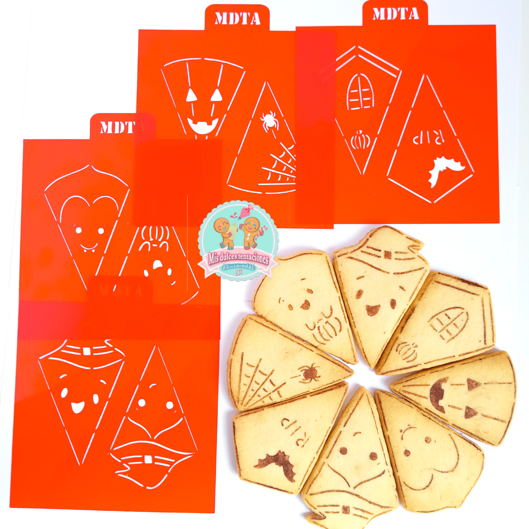SET 4 STENCILS PIZZA HALLOWEEN